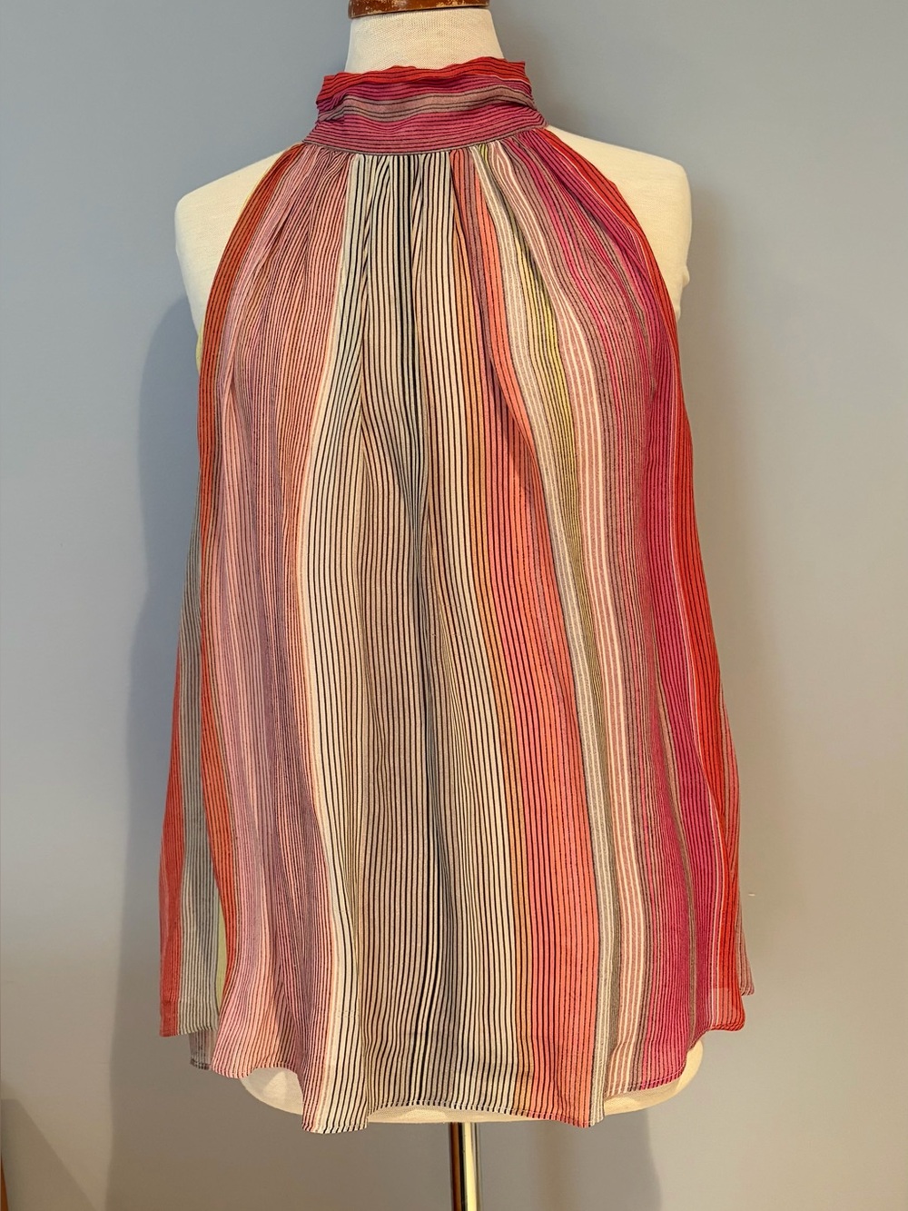 Ecru Multicolor Striped Halter Blouse